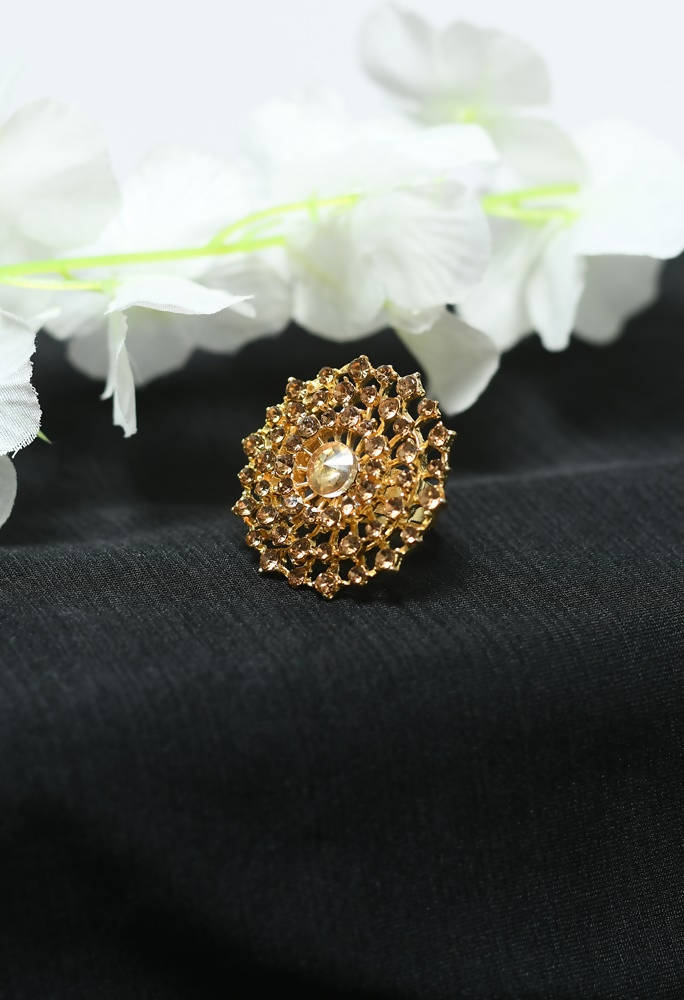 Tehzeeb Creations Attractive Ring With Golden Colour Stone