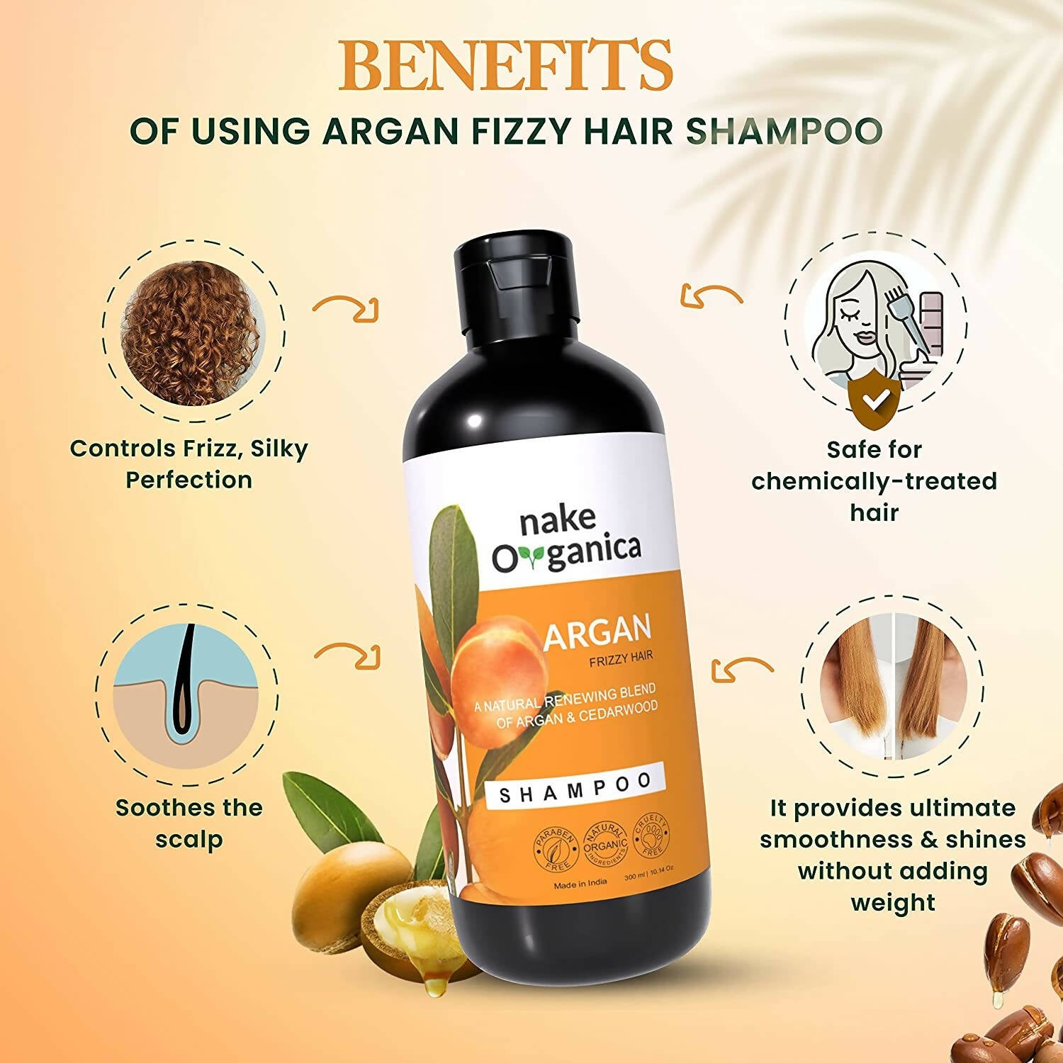 Nake Organica Argan Shampoo - Frizzy Hair - Distacart