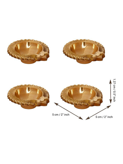 eCraftIndia Set of 4 Handcrafted Brass Diyas - Distacart