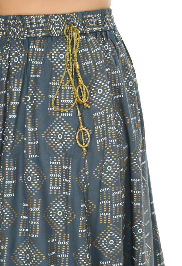 Mominos Fashion Moeza Cotton Grey Printed Lehenga (Lancha)