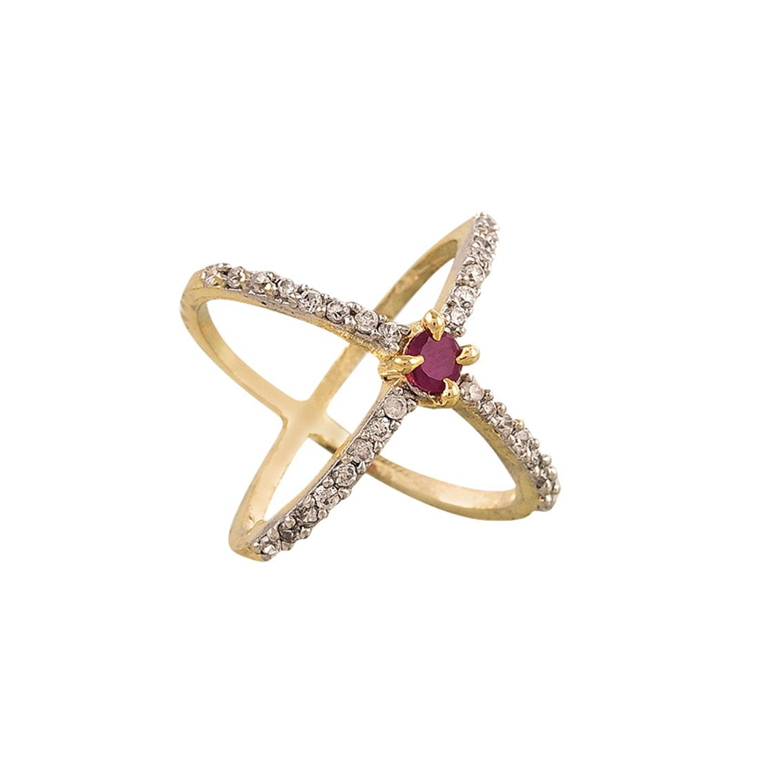 Gold-Plated Alloy Traditional Red Green Ring - The Pari - Distacart