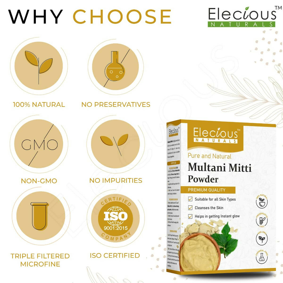 Elecious Naturals Multani Mitti Powder - Distacart