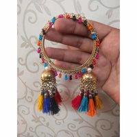 Thumbnail for Multicolor Threads And pearls Hanging Jhumka Bangles