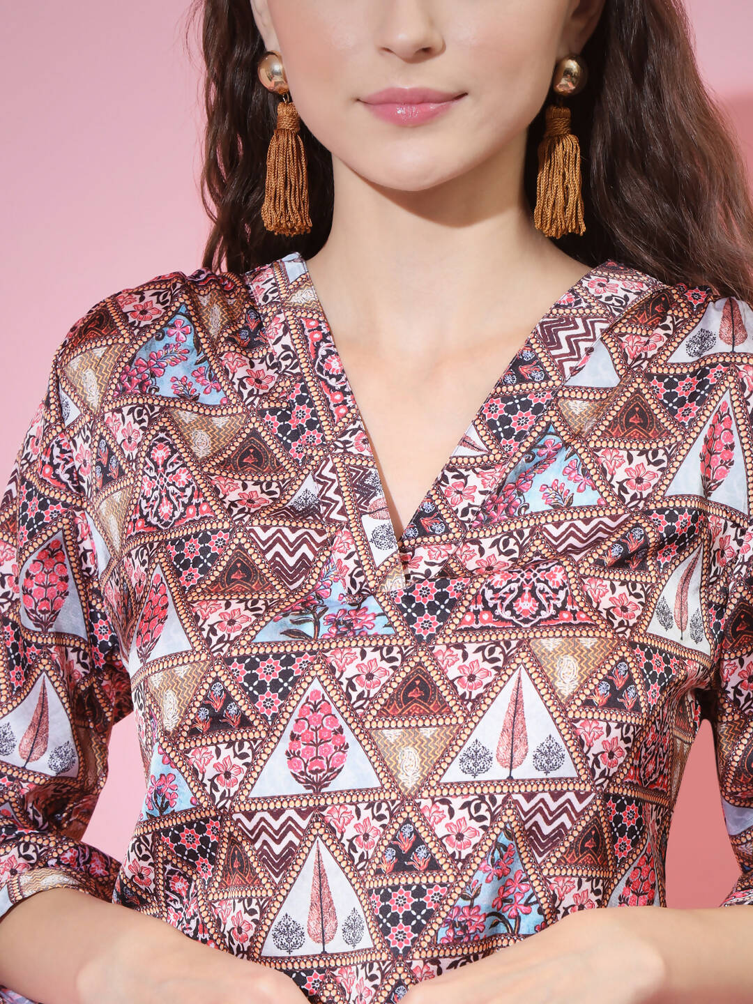 Myshka Women's Multi Printed V-Neck Top - Distacart