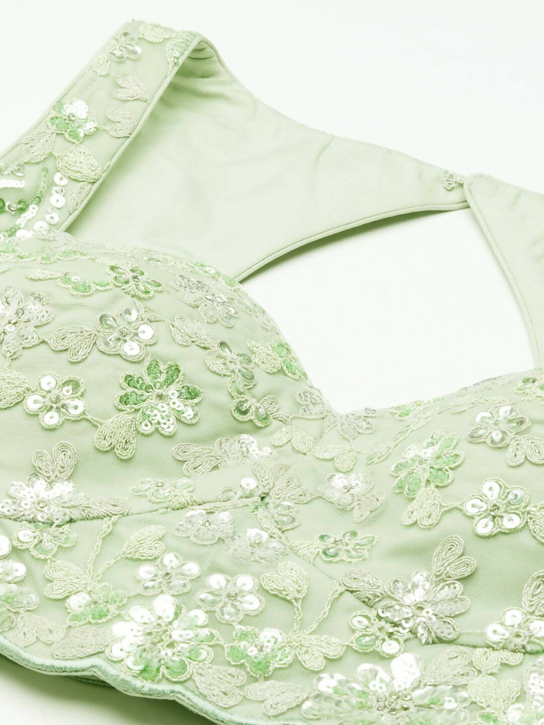 House of Panchhi Lime Green Net Sequins and Zarkan embroidery Lehenga choli & Dupatta - Distacart