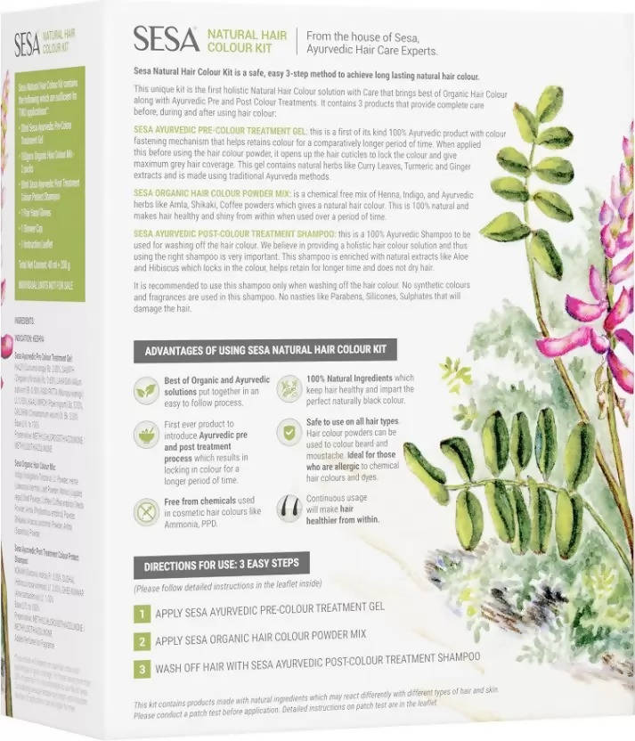 Sesa Natural Black Hair Colour Kit - Distacart