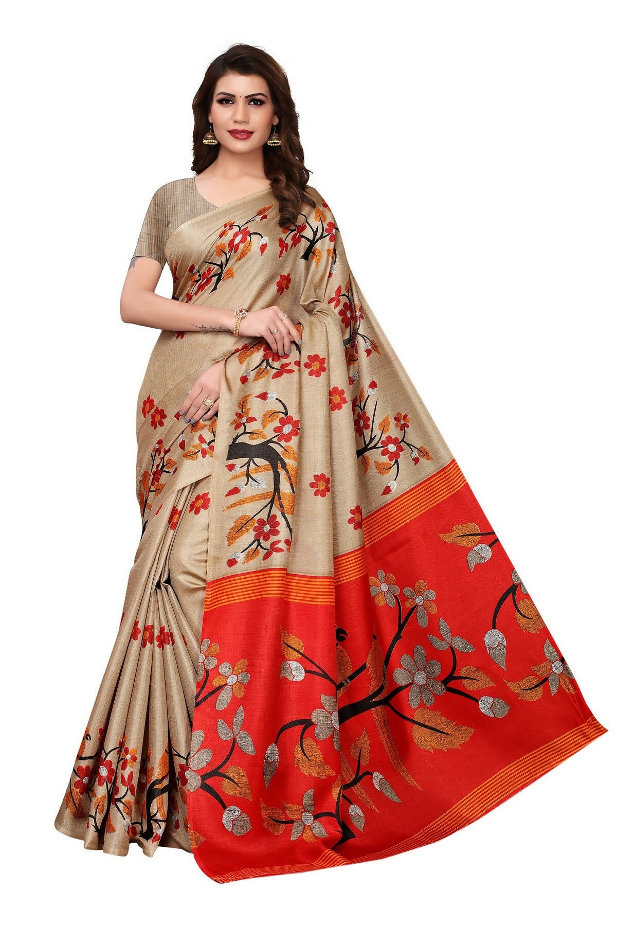 Vamika Chiku Kalamkari With Jhalar Khadi Silk Saree - Distacart