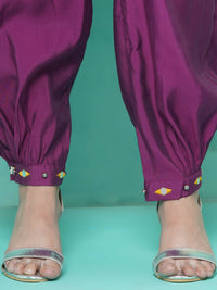 Thumbnail for Women Republic Purple Art Silk Embroidered Kurta with Afghani Salwar - Distacart
