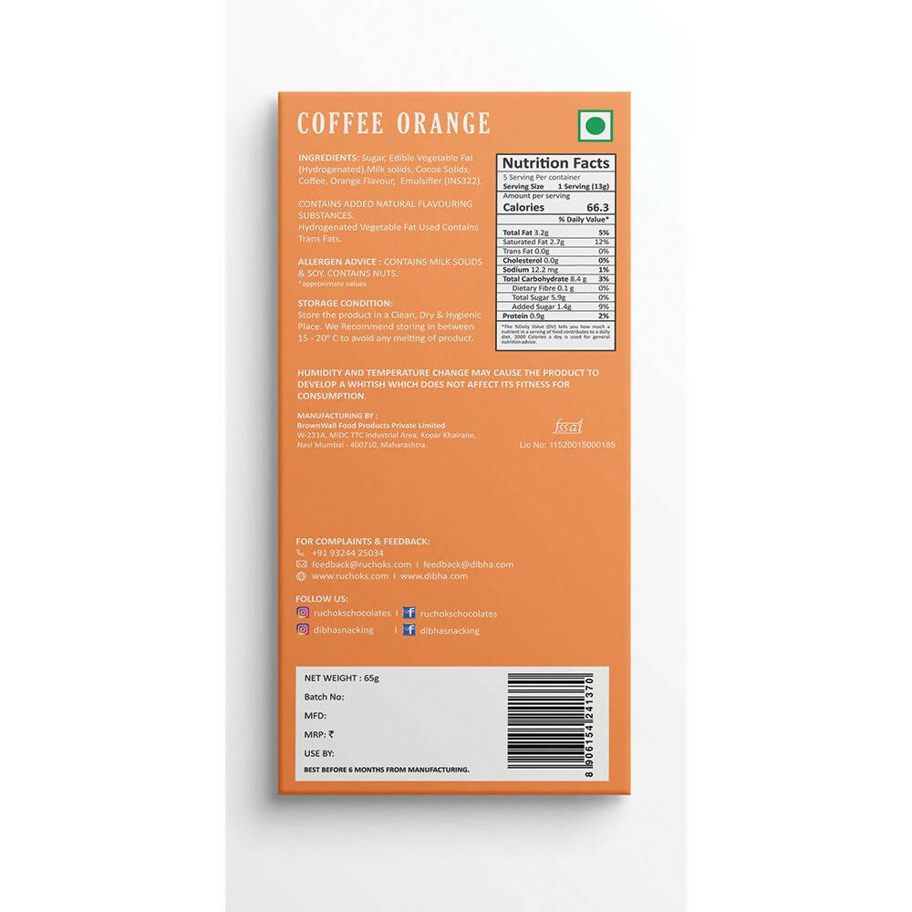 Dibha Ruchoks Valentines Special Coffee Orange Chocolate Bars - Distacart