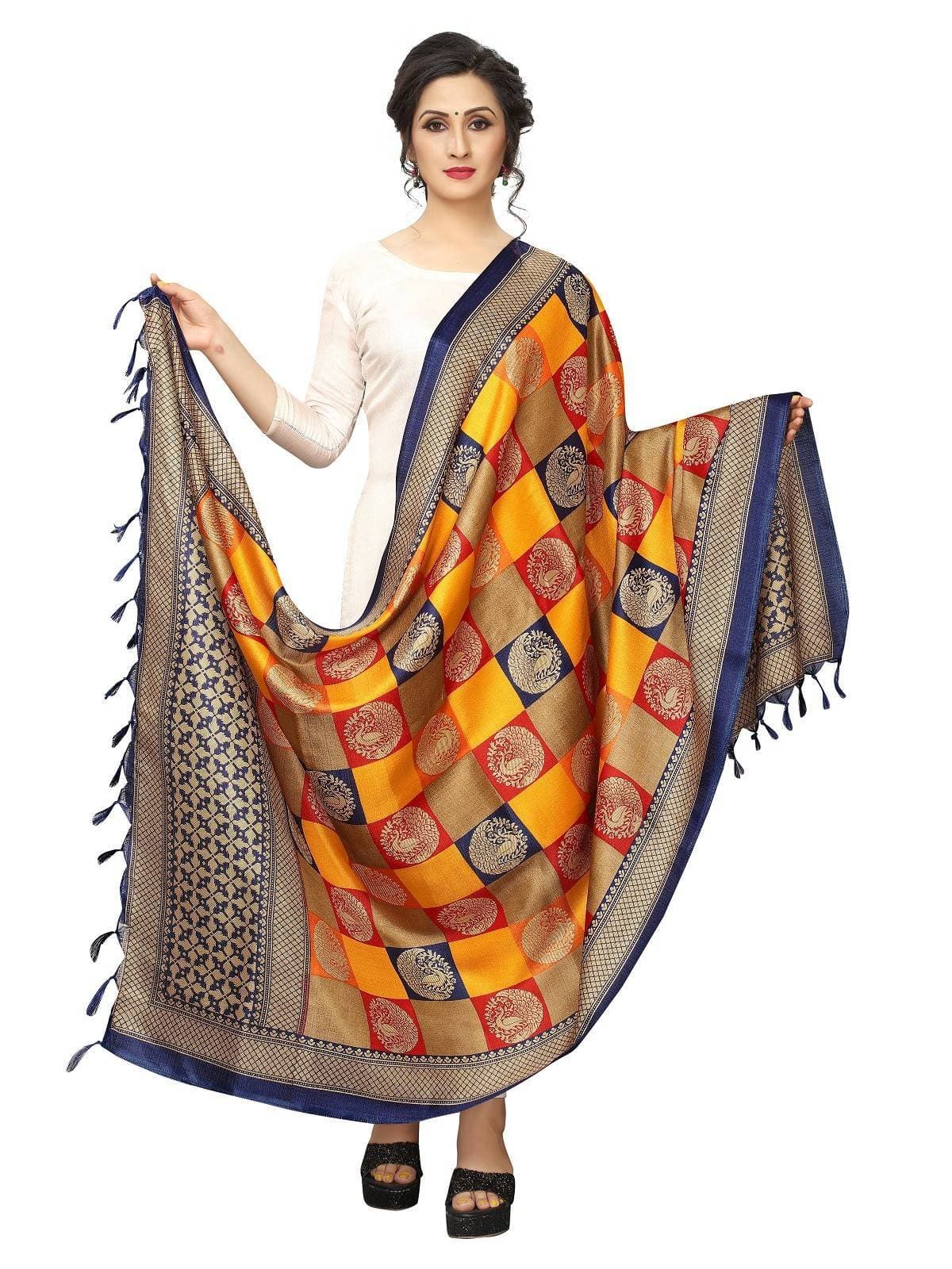 Vamika Yellow Printed Khadi Bhagalpuri Dupatta