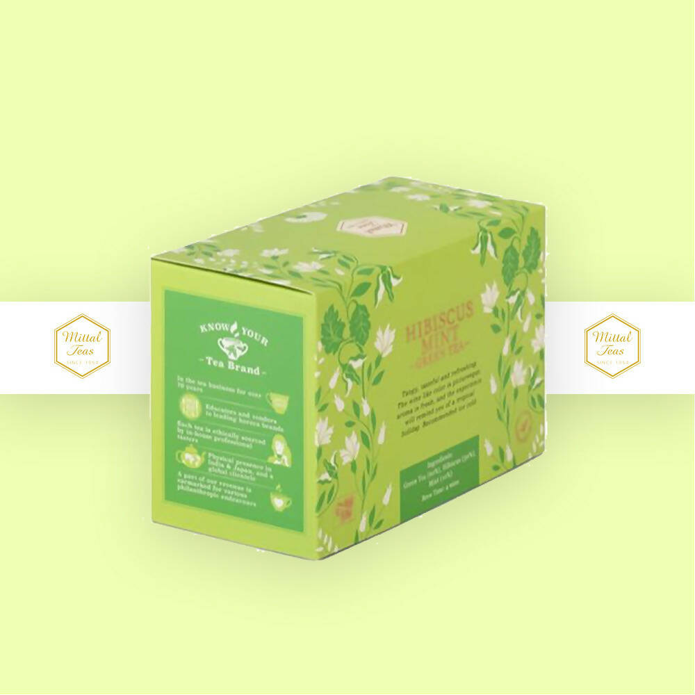 Mittal Teas Hibiscus Mint Green Tea - Eco Friendly Bags - Distacart