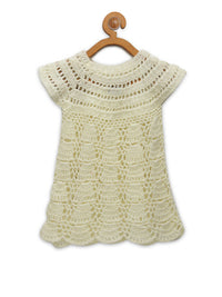 Thumbnail for ChutPut Hand knitted Crochet Cream Wedding Wool Dress - Distacart