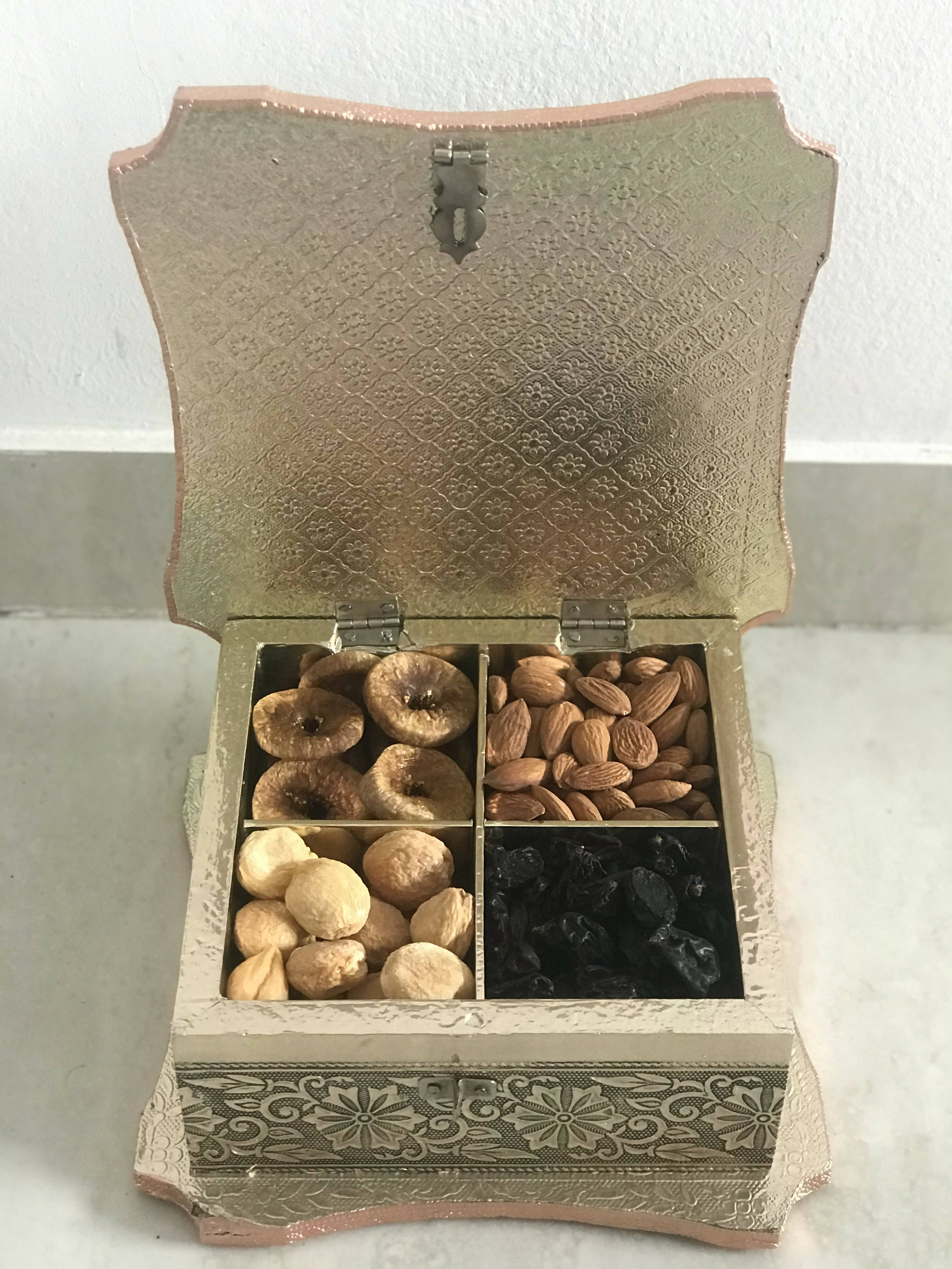 SK Mithaii | Assorted Meenakari Design Dry Fruit Box | Almonds | Apricots | Figs | Black Resins - Distacart