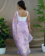 Thumbnail for Vamsee Lavender Organza Saree - Distacart