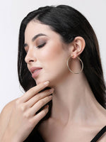 Thumbnail for NVR Women Gold-Toned Geometric Hoop Earrings - Distacart