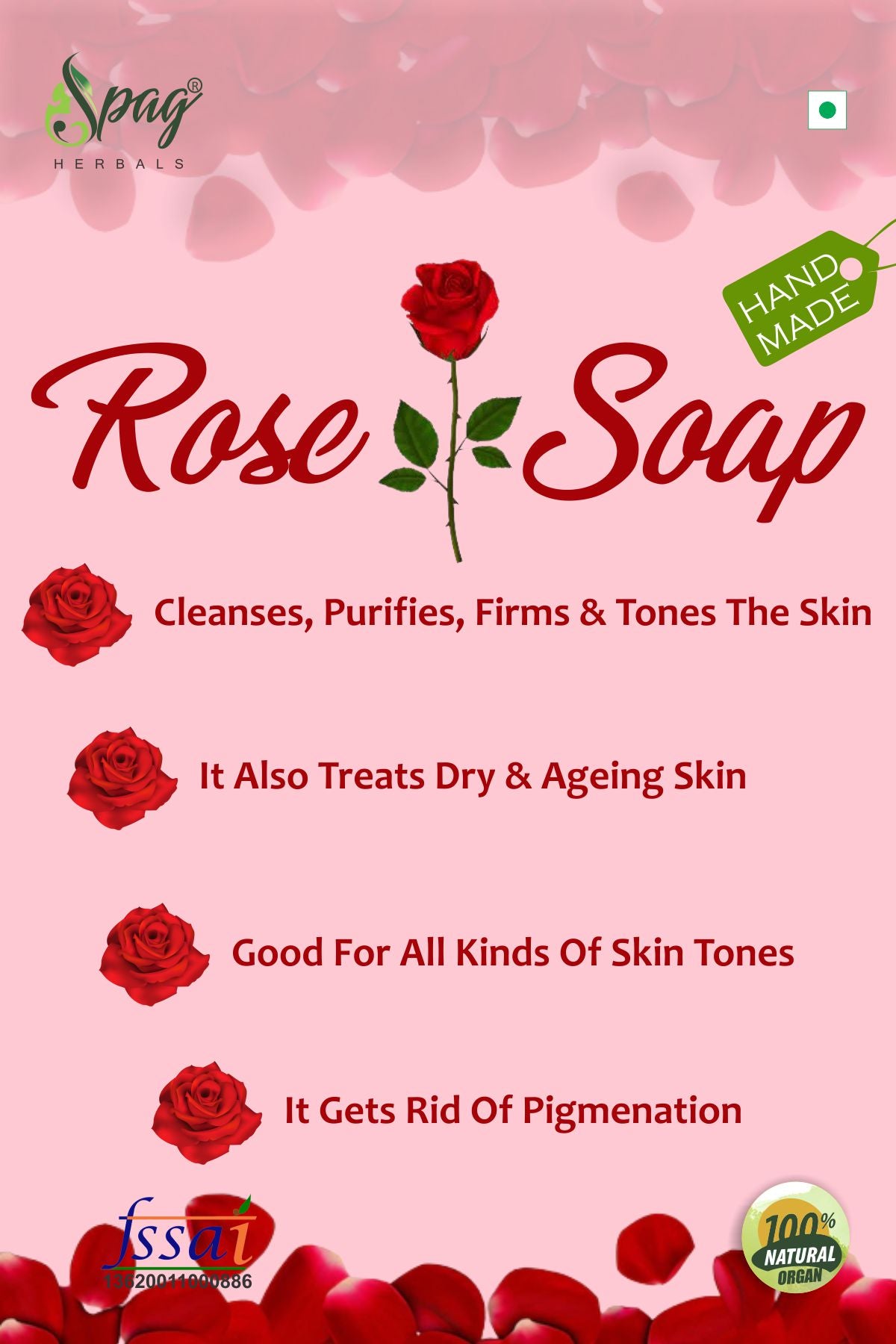 Spag Herbals Rose French Pink Clay Handmade Soap - Distacart