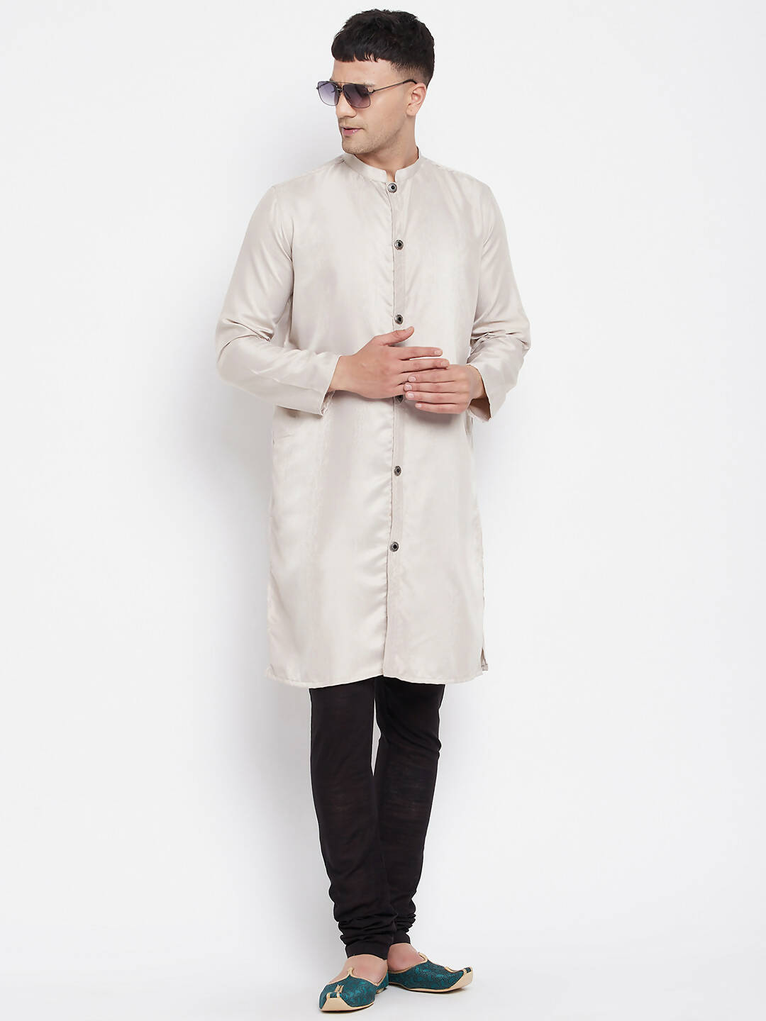 Even Apparels Beige Rayon Men's Sherwani Kurta With Open Front - Distacart