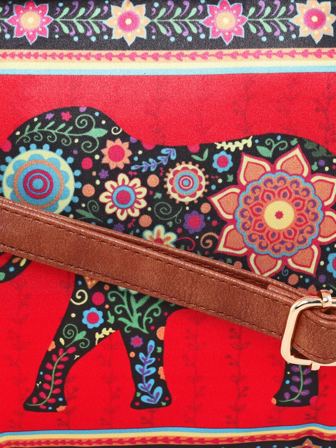Sabhyata Elephant - Satin Handbag With Detachable Sling 2 - Distacart