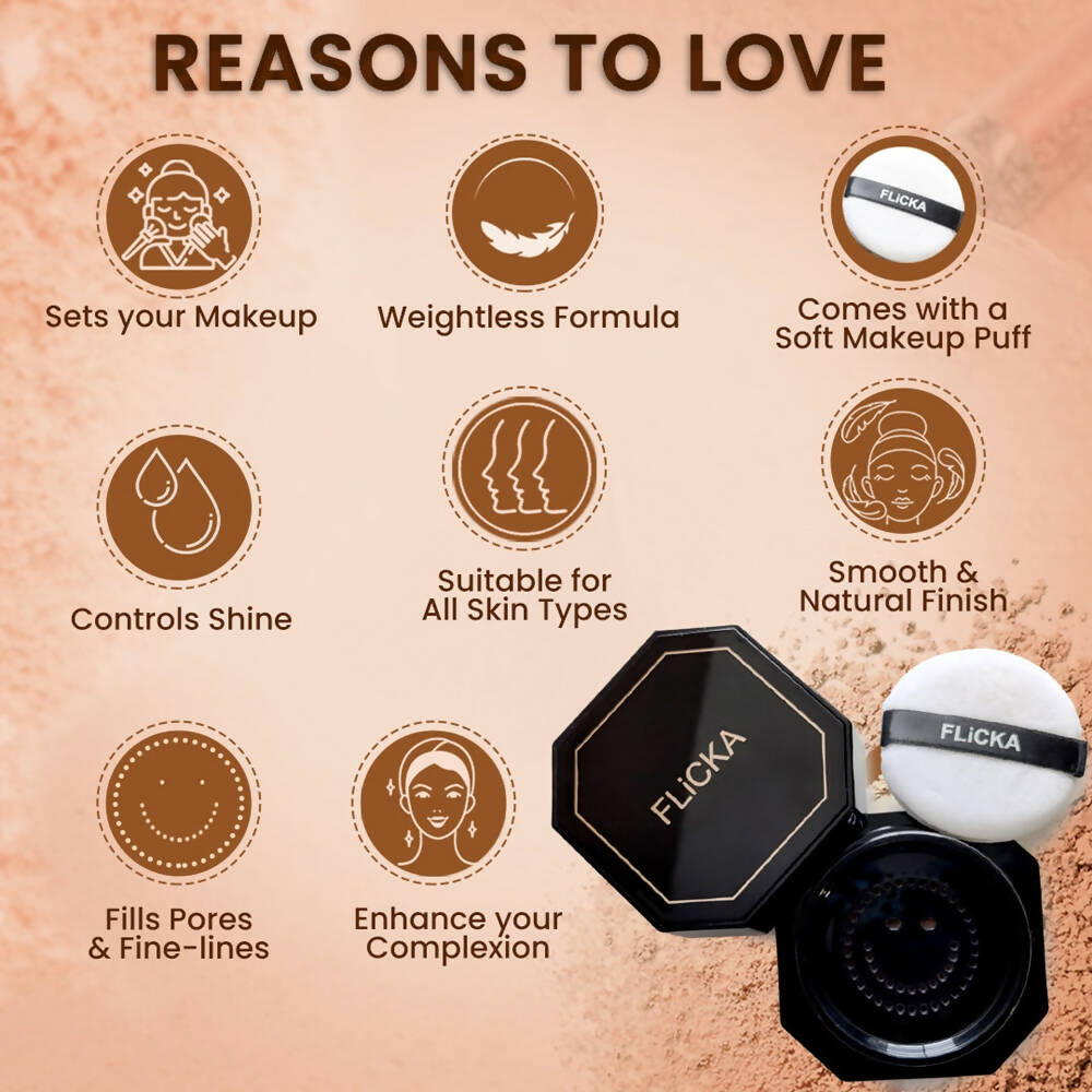 Flicka Dust It Off Loose Powder - White - Distacart