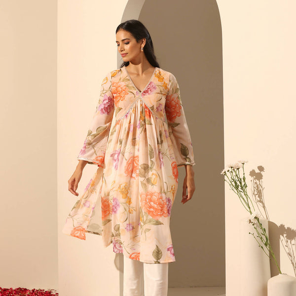 Pomcha Jaipur Peach Gul Ruhani Suit Set - Distacart