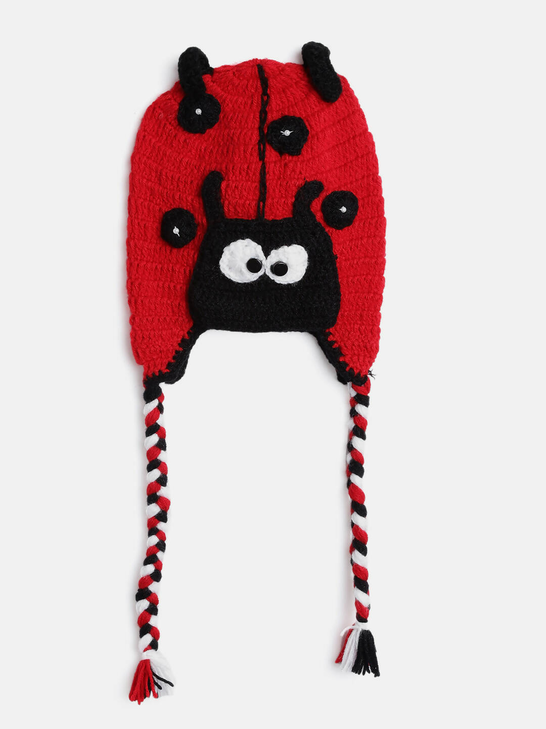 Chutput Kids Woollen Hand Knitted Bug Detail Cap - Red - Distacart