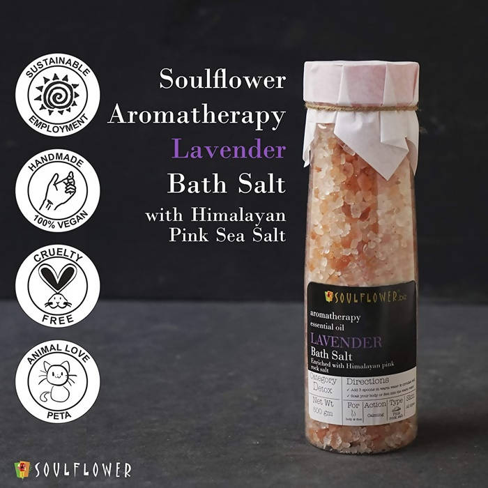 Soulflower Aromatherapy Essential Oil Lavender Bath Salt Enriched With Himalayan Pink Rock Salt - Distacart