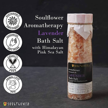 Soulflower Aromatherapy Essential Oil Lavender Bath Salt Enriched With Himalayan Pink Rock Salt - Distacart