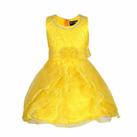 Thumbnail for Asmaani Baby Girl's Yellow Color Satin Knee Length Frock (AS-DRESS_22141) - Distacart