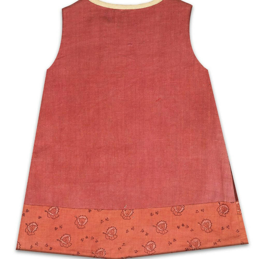 Mhyssa Amara Lion Patch Sleeveless A-line Maroon Frock - Distacart