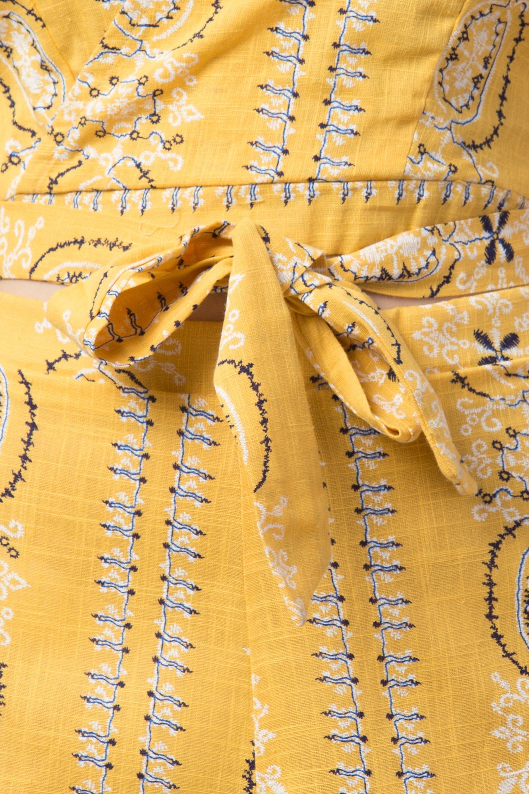 PAVONINE Mustard Color Printed Crop Top And Flared Palazzo Set For Girls & Women - Distacart