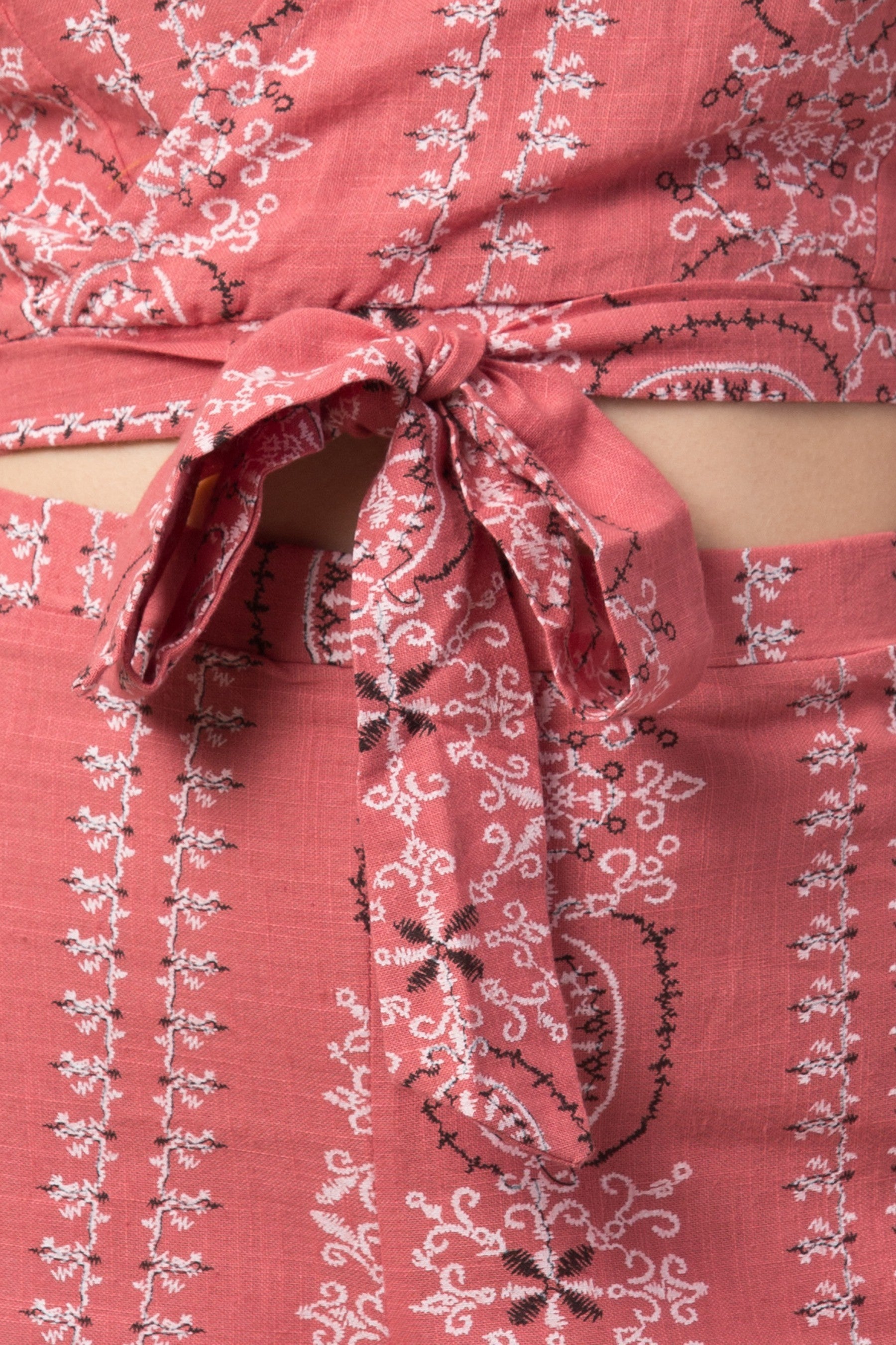 PAVONINE Peach Color Printed Crop Top And Flared Palazzo Set For Girls & Women - Distacart