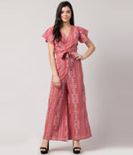 Thumbnail for PAVONINE Peach Color Printed Crop Top And Flared Palazzo Set For Girls & Women - Distacart