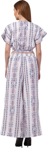 Thumbnail for PAVONINE White Color Printed Crop Top And Flared Palazzo Set For Girls & Women - Distacart
