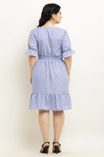 Thumbnail for PAVONINE Micro Dots Waist Kansai Crepe Fabric Lavendar Midi For Girls - Distacart