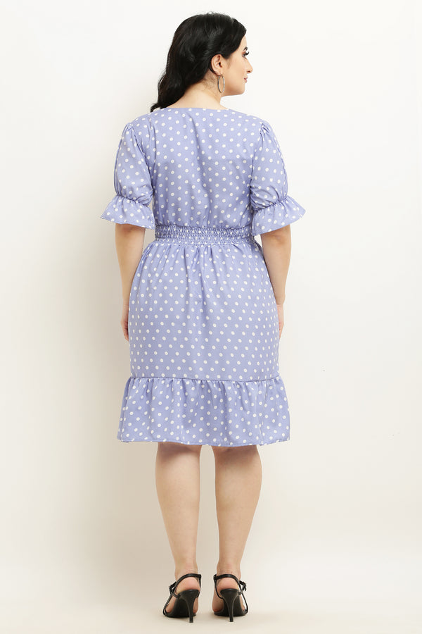 PAVONINE Micro Dots Waist Kansai Crepe Fabric Lavendar Midi For Girls - Distacart