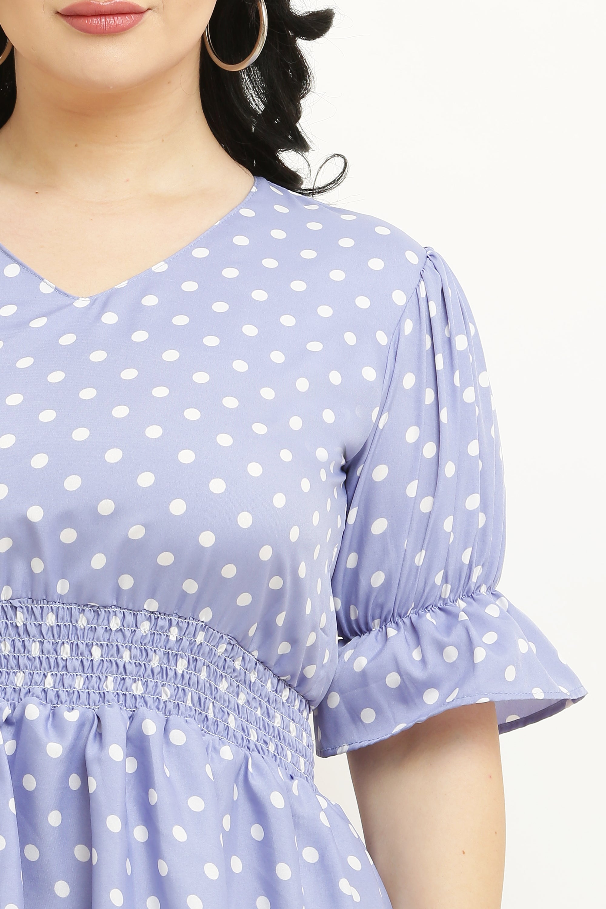 PAVONINE Micro Dots Waist Kansai Crepe Fabric Lavendar Midi For Girls - Distacart