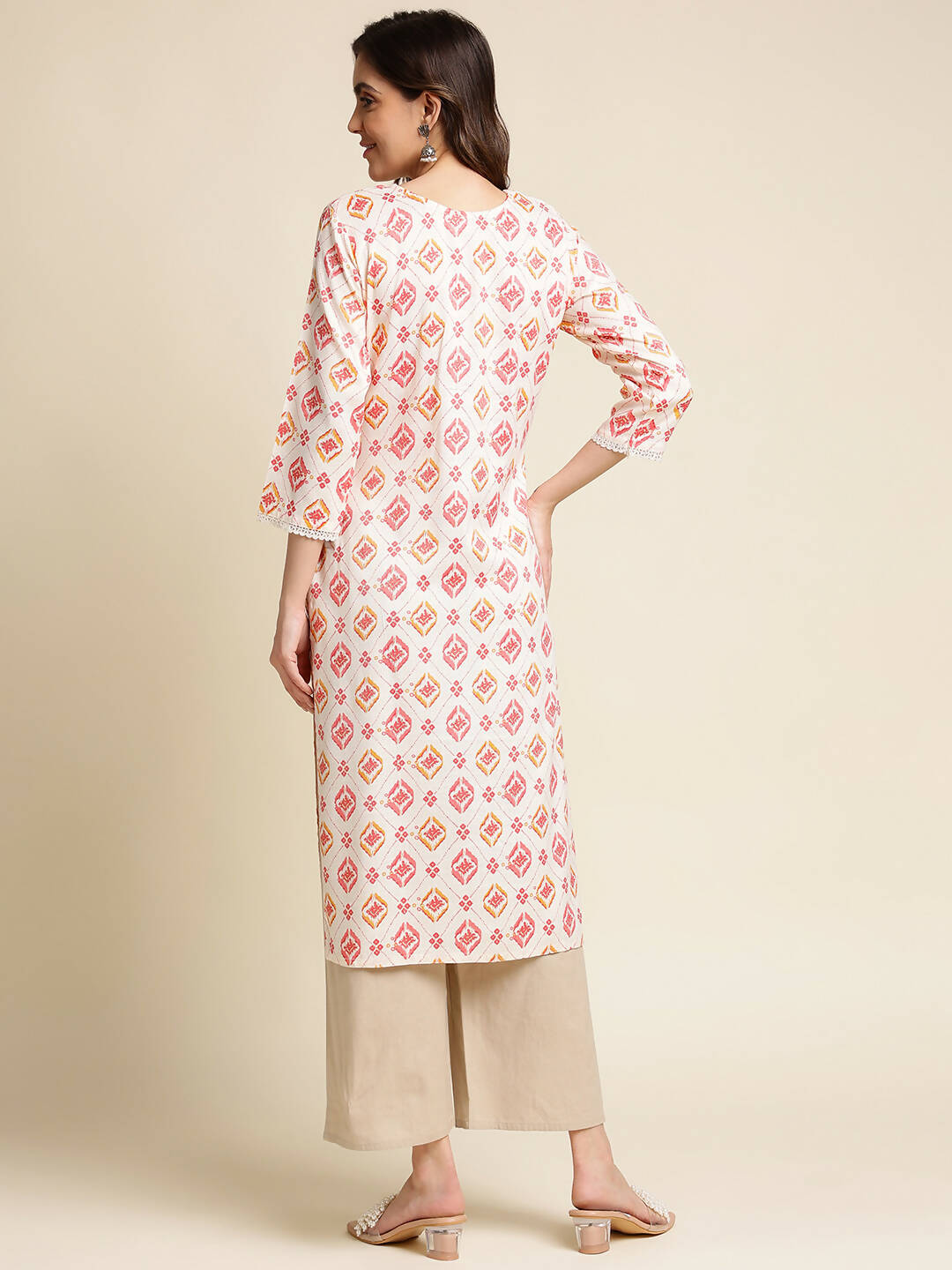 Red Poly Rayon Aztec Printed Straight Fit Kurta - Prasuti - Distacart