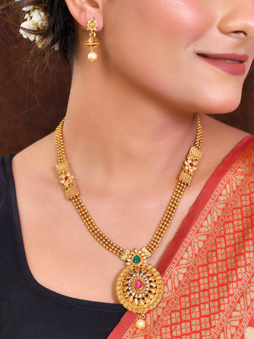 VOJ Women Gold Color stainless steel Jewellery Set - Distacart