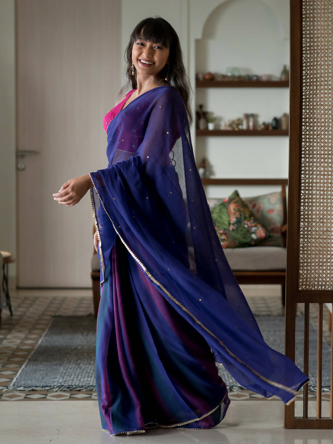 Suta Purple Woven Design Pure Cotton Saree - Distacart