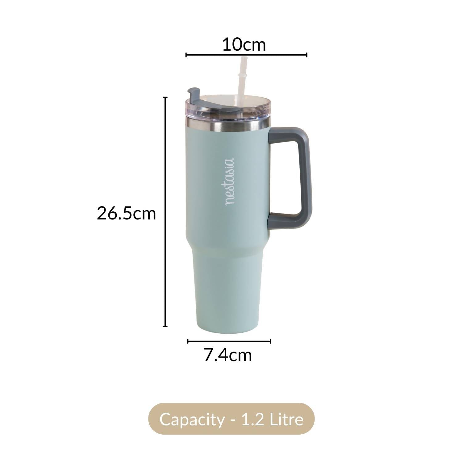 Nestasia Tumbler with Handle Straw & Lid - 1.2L (Green) - Distacart