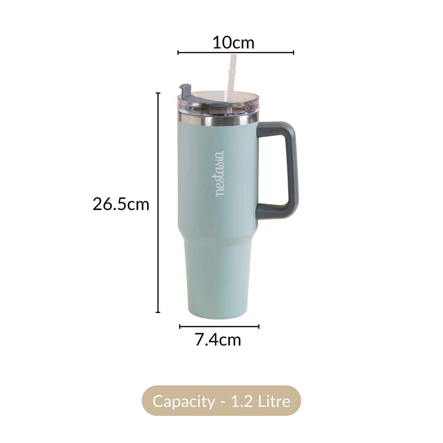 Nestasia Tumbler with Handle Straw & Lid - 1.2L (Green) - Distacart