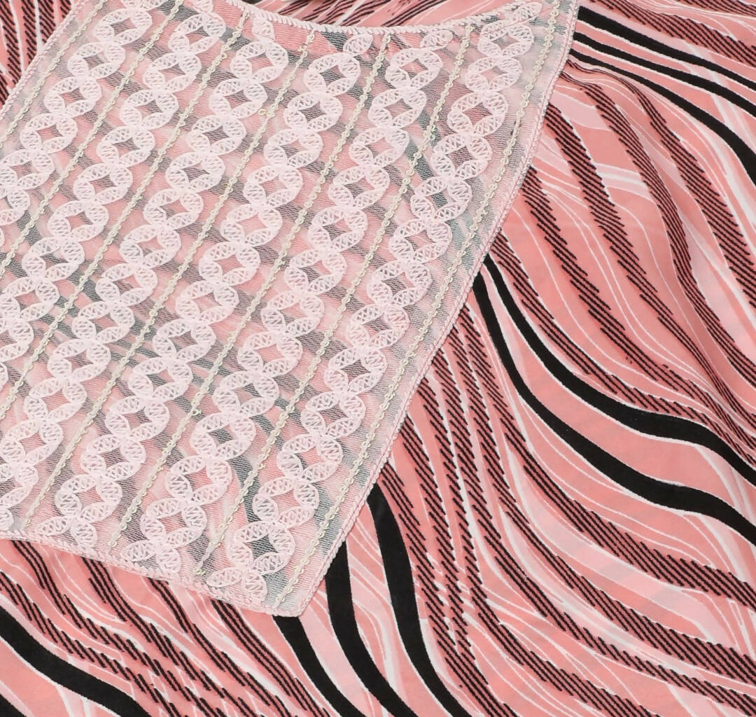 Peach Poly Crepe Digital Printed Top with Matching Bottom - Preeti - Distacart