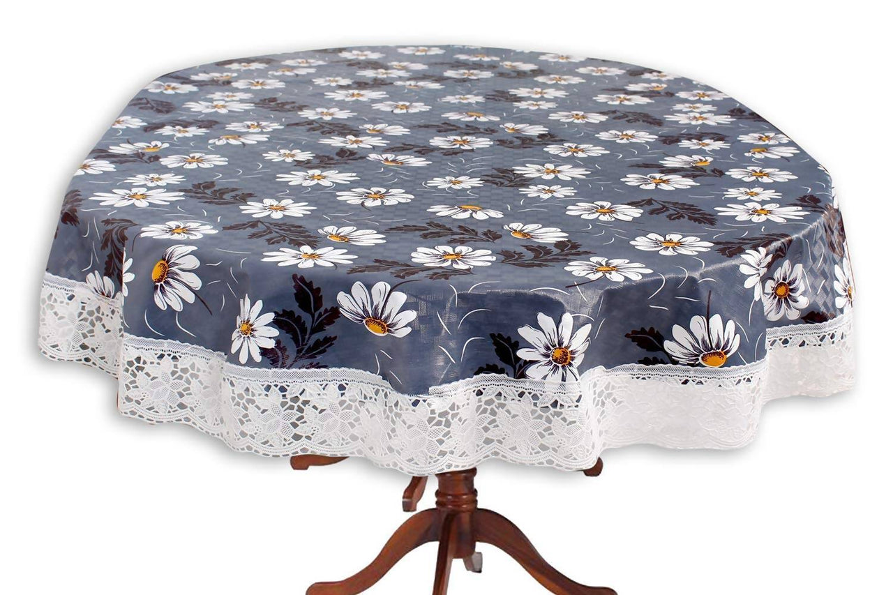 Casa-Nest Printed Pvc Plastic Flowered 4 Seater Round Shape Table Cover - Multicolour - Distacart