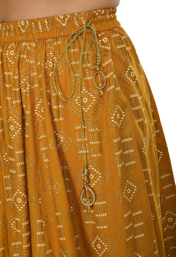 Mominos Fashion Moeza Cotton Mustard Color Printed Lehenga (Lancha)