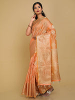Thumbnail for Kalamandir Floral Light Orange Silk Blend Saree