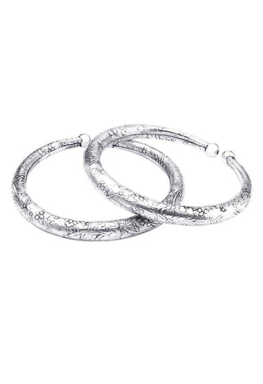 Mominos Fashion Kamal Johar Oxidised Silver Pressing Style Anklets
