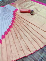 Thumbnail for DEIANA'S Beautiful Golden Jari with New Design Soft Lichi Silk Saree - White - Distacart