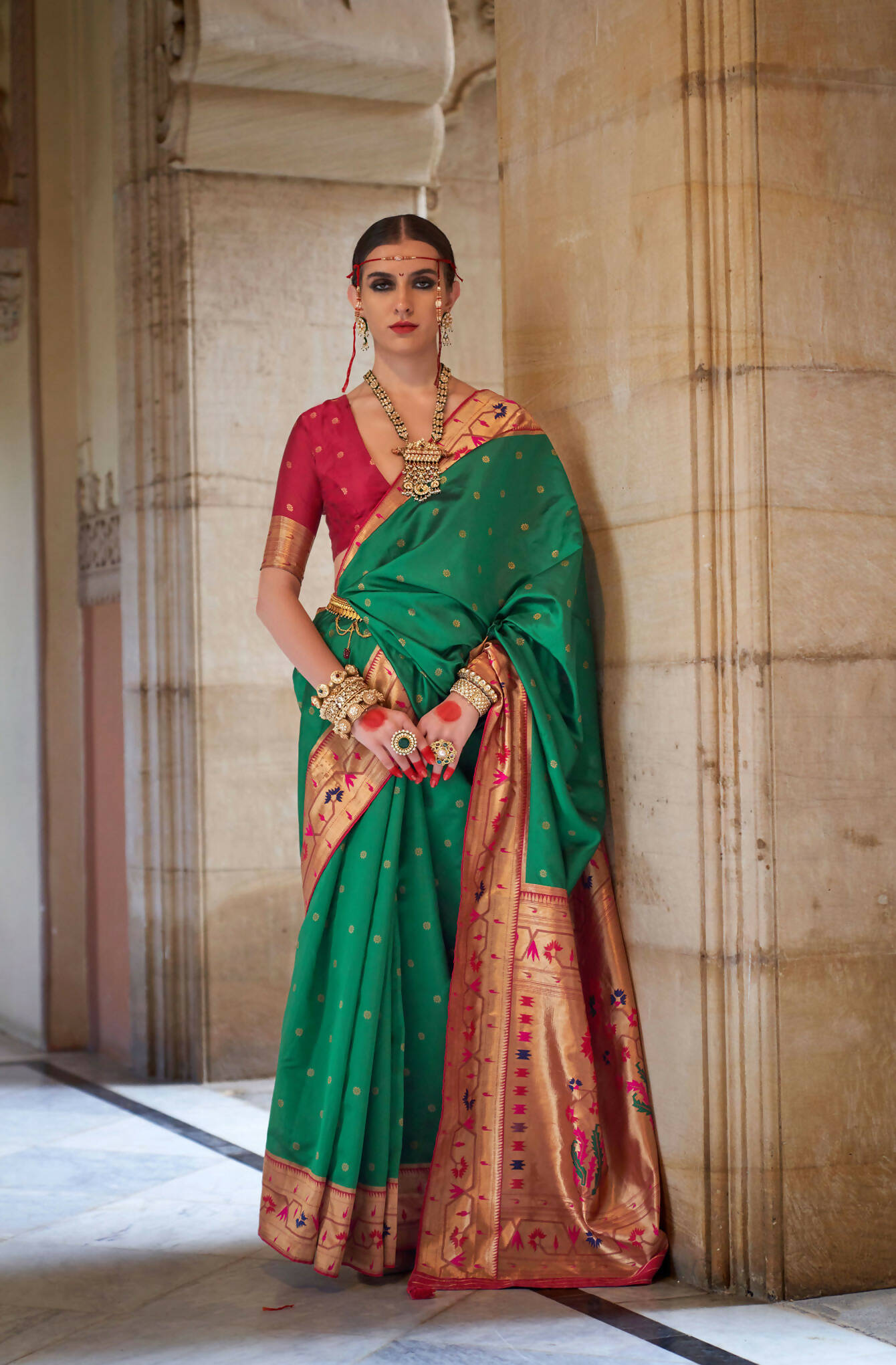 Jewel Green Soft V.P. Silk Magnum Finish, Weaving, Golden Zari Paithani Silk Saree - Rath Kadampalli - Distacart