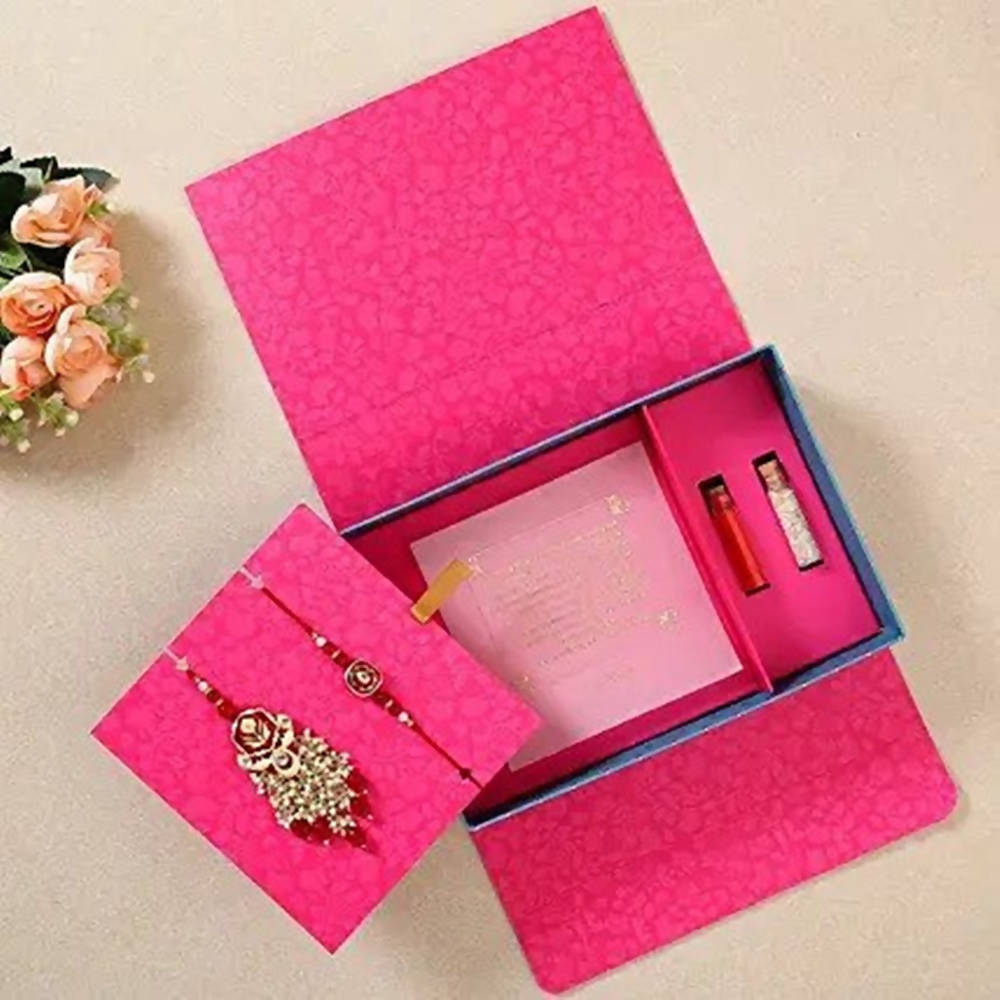 Beautiful Red Bhaiya Bhabhi Kumba Rakhi Set