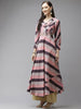 Yufta Women Purple & Multicoloured A-Line Striped Kurta